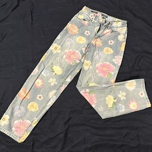 Wild Fable High Rise Relaxed Straight Fit Jeans Medium wash Floral